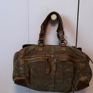 Liebeskind  Elegant Dark Olive and Brown Velvet bag